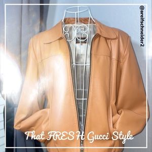 Classic Womens Leather Gucci Jacket Size XL